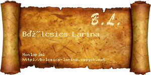 Bölcsics Larina névjegykártya